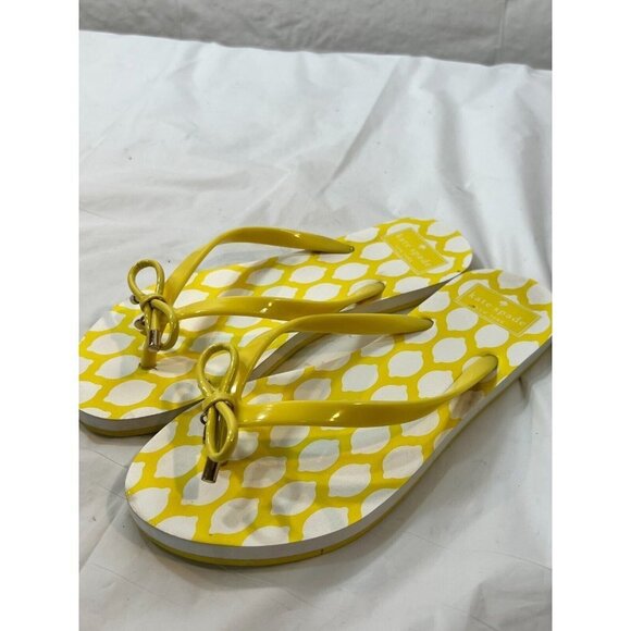 Kate Spade Nadine Lemon Yellow Bow Rubber Thong Sandals Sz 7 SB-F - Picture 3 of 11
